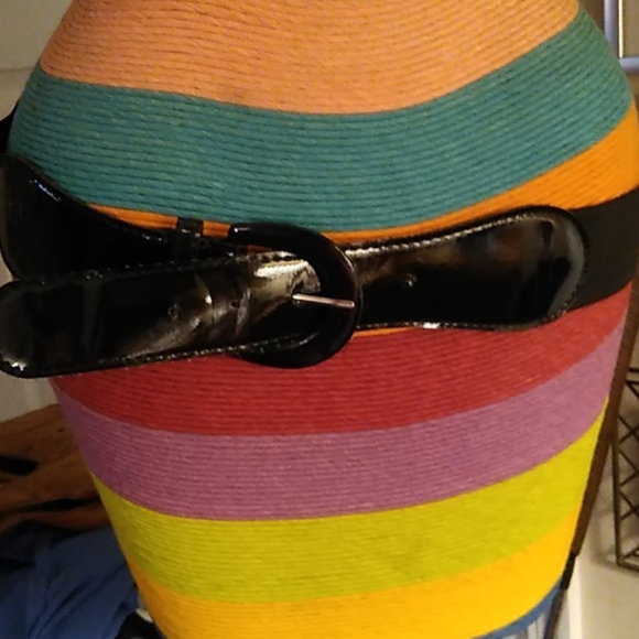 Black stretch belt with patent leather - Picture 1 of 1